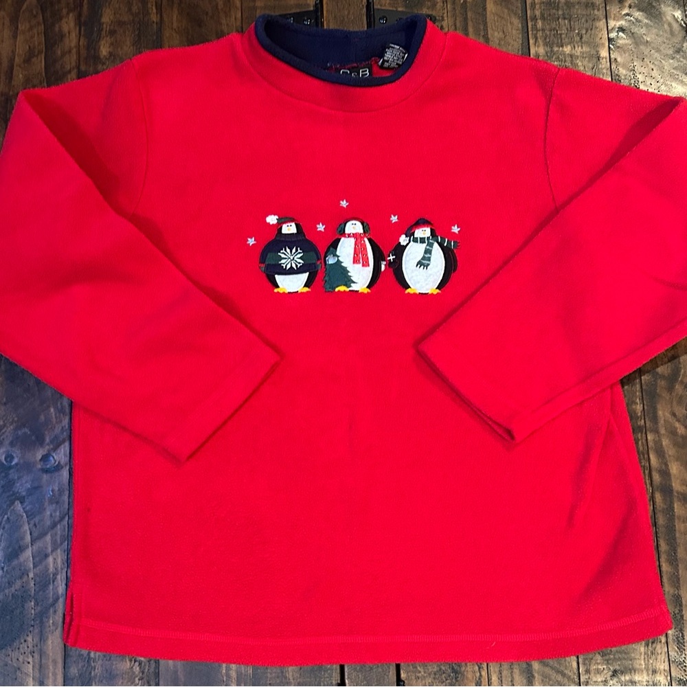 Croft & Barrow Red Long Sleeve Penguin Sweater